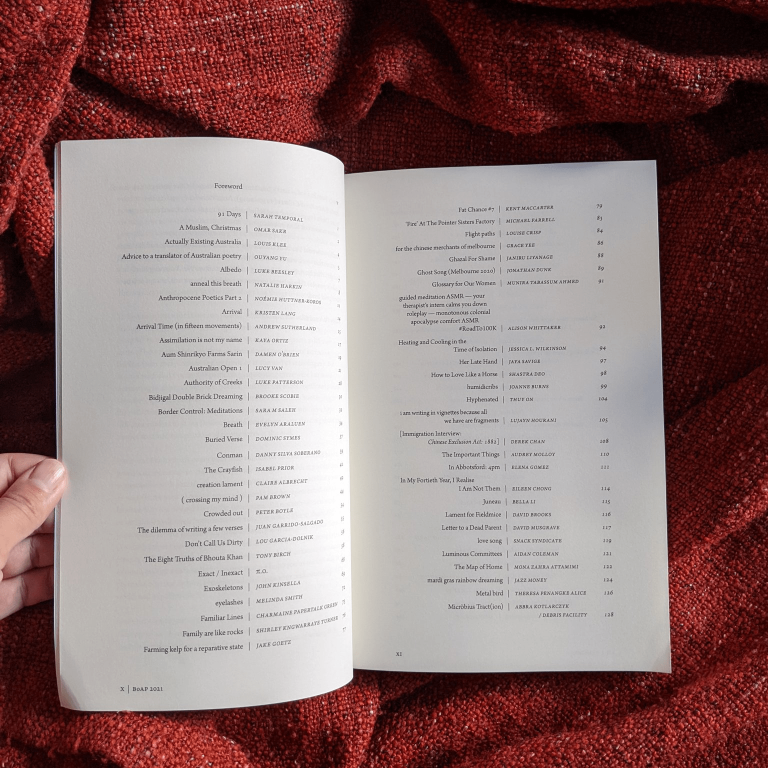 Contents page of Best of Australian Poems 2021